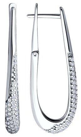Серьги Diamant 94-120-02068-1 вес 4.91 г серебро, фианит купить,NaN
