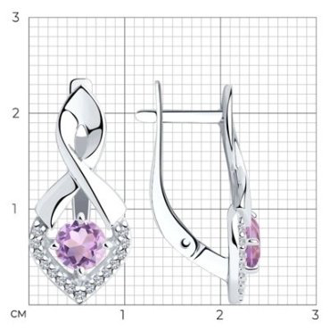 Серьги Diamant 94-320-00380-3 вес 3.55 г серебро, аметист, фианит купить,18566