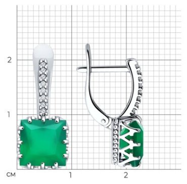 Серьги SOKOLOV 92022919 вес 3.79 г серебро, агат, фианит купить,NaN