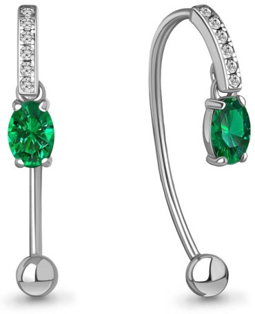 Пусеты AQUAMARINE 48296АГ вес 2.1 г серебро, фианит купить,32832