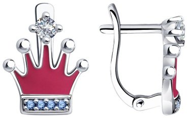 Серьги SOKOLOV 94023545 вес 2.57 г серебро, эмаль, фианит купить,21497