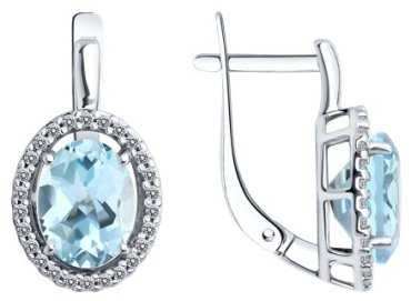 Серьги Diamant 94-320-01999-1 вес 3.57 г серебро, топаз, фианит купить,30780