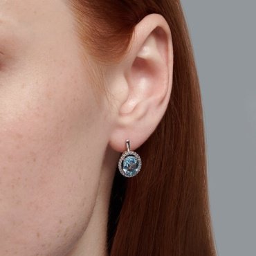 Серьги Diamant 94-320-01999-1 вес 3.57 г серебро, топаз, фианит купить,30780