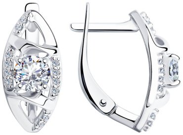 Серьги Diamant 94-120-00733-1 вес 3.5 г серебро, фианит купить,19323