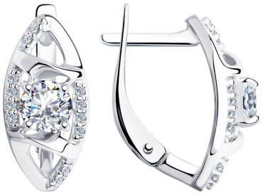 Серьги Diamant 94-120-00733-1 вес 3.5 г серебро, фианит купить,19323