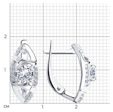 Серьги Diamant 94-120-00733-1 вес 3.5 г серебро, фианит купить,19323