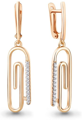 Серьги AQUAMARINE 49702А вес 4.1 г серебро, фианит купить,38507
