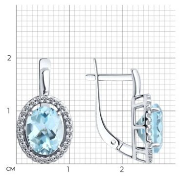 Серьги Diamant 94-320-01999-1 вес 3.57 г серебро, топаз, фианит купить,30780