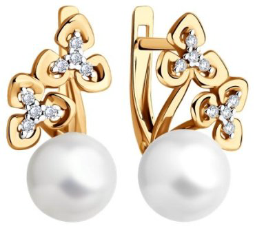Серьги Diamant 93-320-02080-1 вес 4.27 г серебро, культивированный жемчуг, фианит купить,28068