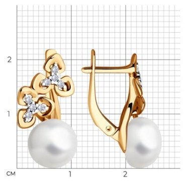 Серьги Diamant 93-320-02080-1 вес 4.27 г серебро, культивированный жемчуг, фианит купить,28068