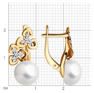 Серьги Diamant 93-320-02080-1 вес 4.27 г серебро, культивированный жемчуг, фианит купить,28068