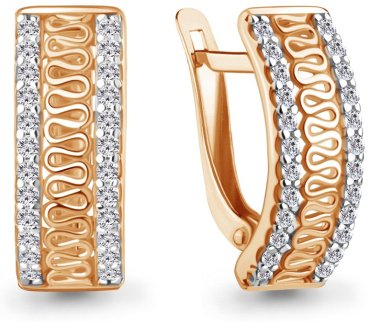 Серьги AQUAMARINE 400142А_a вес 2.63 г серебро, фианит купить,22023