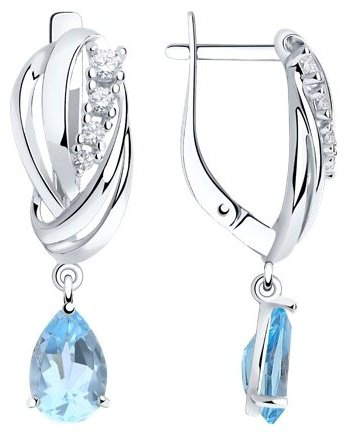 Серьги SOKOLOV 92022257 вес 4.27 г серебро, фианит, топаз купить,NaN