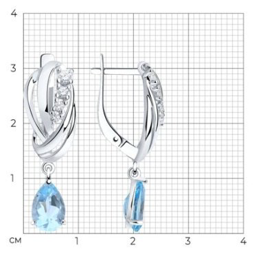Серьги SOKOLOV 92022257 вес 4.27 г серебро, фианит, топаз купить,NaN