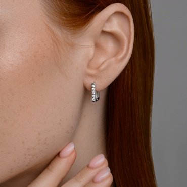 Серьги 94026822 вес 2.96 г серебро, фианит купить,15390