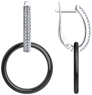 Серьги Diamant 94-121-01318-1 вес 2.79 г серебро, фианит, керамика купить,21712