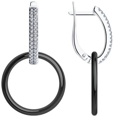Серьги Diamant 94-121-01318-1 вес 2.79 г серебро, фианит, керамика купить,21712