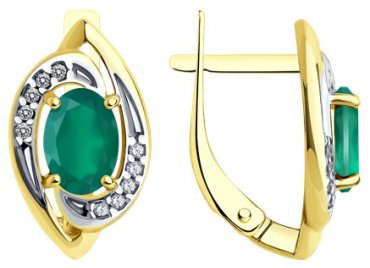 Серьги Diamant 93-320-02685-1 вес 2.5 г серебро, агат, фианит купить,15378