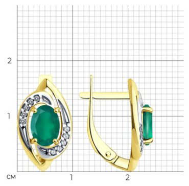 Серьги Diamant 93-320-02685-1 вес 2.5 г серебро, агат, фианит купить,15378