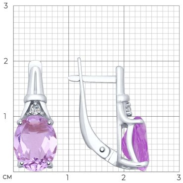 Серьги SOKOLOV 92022026-sk20 вес 2.93 г серебро, аметист, фианит купить,25650