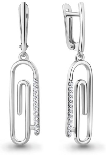 Серьги AQUAMARINE 49702А вес 4.1 г серебро, фианит
