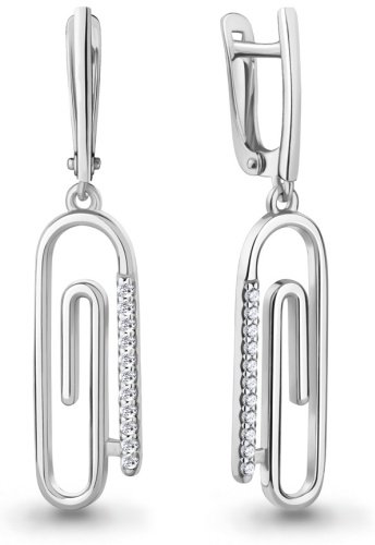Серьги AQUAMARINE 49702А вес 4.1 г серебро, фианит
