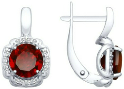 Серьги SOKOLOV 92021681 вес 3.4 г серебро, фианит, гранат