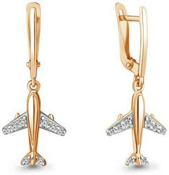 Серьги AQUAMARINE 49353А вес 2.7 г серебро, фианит