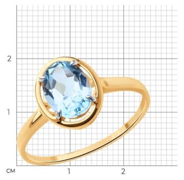 Кольцо Diamant 51-310-01927-1_17 размер 17 вес 1.65 г золото, топаз купить,124009
