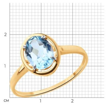 Кольцо Diamant 51-310-01927-1_17 размер 17 вес 1.65 г золото, топаз купить,124009