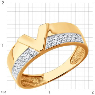 Кольцо Diamant 51-110-02978-1_19 размер 19 вес 2.615 г золото, фианит купить,260030