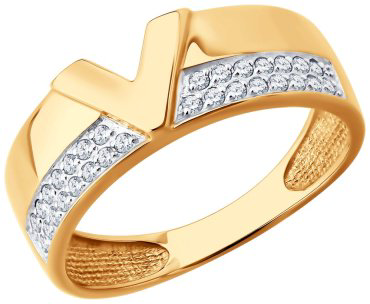 Кольцо Diamant 51-110-02978-1_165 размер 16.5 вес 2.48 г золото, фианит купить,260030