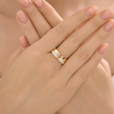 Кольцо Diamant 51-110-02978-1_165 размер 16.5 вес 2.48 г золото, фианит купить,260030