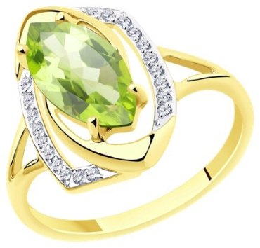 Кольцо Diamant 53-310-00659-1_185 размер 18.5 вес 2.415 г золото, хризолит