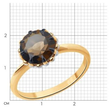 Кольцо Diamant 51-310-01761-2_18 размер 18 вес 2.42 г золото, раухтопаз купить,247328