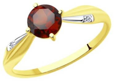 Кольцо Diamant 53-310-00717-2_165 размер 16.5 вес 1.38 г золото, гранат купить,109875