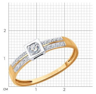 Кольцо Diamant 51-210-01983-1_17 размер 17 вес 1.52 г золото, бриллиант купить,420782