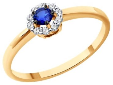 Кольцо Diamant 51-210-01768-1_17 размер 17 вес 1.61 г золото, сапфир купить,362700