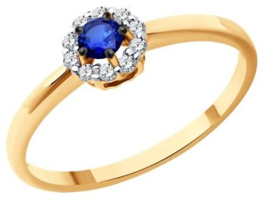 Кольцо Diamant 51-210-01768-1_17 размер 17 вес 1.61 г золото, сапфир купить,362700