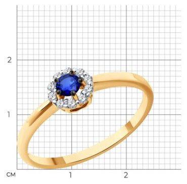 Кольцо Diamant 51-210-01768-1_17 размер 17 вес 1.61 г золото, сапфир купить,362700