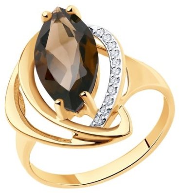 Кольцо Diamant 51-310-00966-1 размер 18 вес 3.01 г золото, раухтопаз купить,316663
