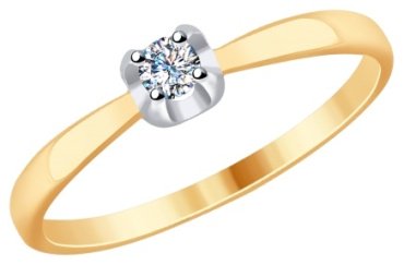 Кольцо Diamant 51-210-00007-1_17 размер 17 вес 1.01 г золото, бриллиант купить,333019