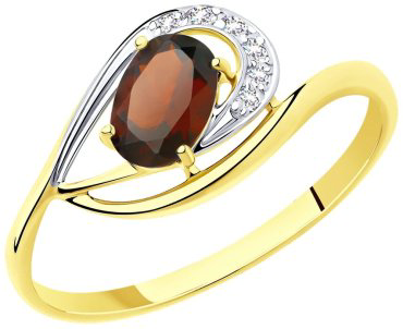 Кольцо Diamant 53-310-00304-3 размер 18 вес 1.3 г золото, гранат купить,141795