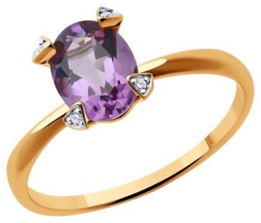 Кольцо Diamant 51-310-01968-4_18 размер 18 вес 1.63 г золото, аметист купить,138058
