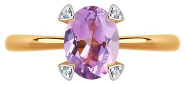 Кольцо Diamant 51-310-01968-4_18 размер 18 вес 1.63 г золото, аметист купить,138058