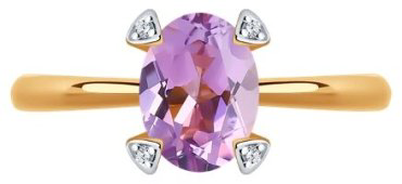 Кольцо Diamant 51-310-01968-4_18 размер 18 вес 1.63 г золото, аметист купить,138058