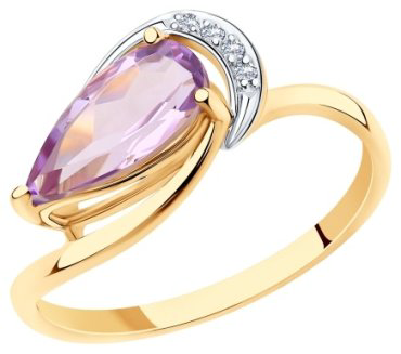 Кольцо Diamant 51-310-00620-2_175 размер 17.5 вес 1.71 г золото, аметист, фианит купить,186934