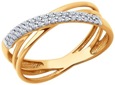 Кольцо Diamant 51-110-02732-1_18 размер 18 вес 2.47 г золото, фианит купить,234859