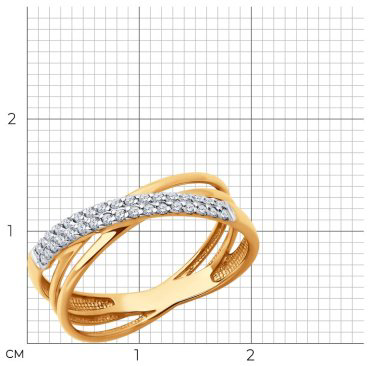 Кольцо Diamant 51-110-02732-1_18 размер 18 вес 2.47 г золото, фианит купить,234859