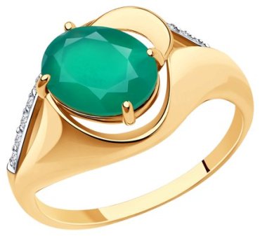 Кольцо Diamant 51-310-00924-3_19 размер 19 вес 2.69 г золото, агат купить,173308